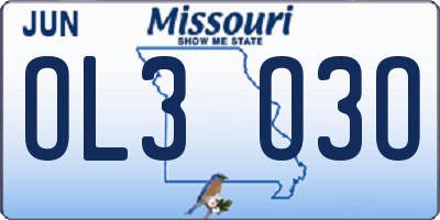 MO license plate OL3O3O
