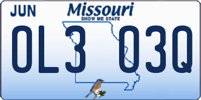 MO license plate OL3O3Q