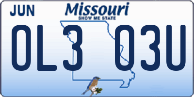 MO license plate OL3O3U