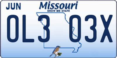 MO license plate OL3O3X