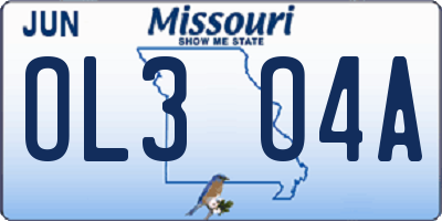 MO license plate OL3O4A