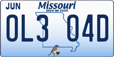 MO license plate OL3O4D