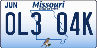 MO license plate OL3O4K