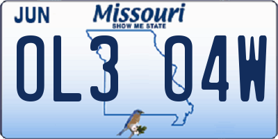 MO license plate OL3O4W