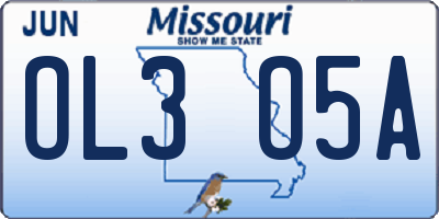 MO license plate OL3O5A