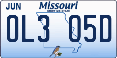 MO license plate OL3O5D
