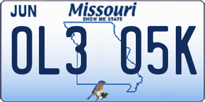 MO license plate OL3O5K