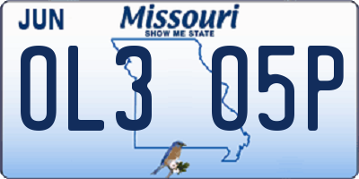 MO license plate OL3O5P