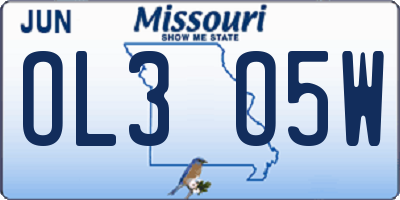 MO license plate OL3O5W