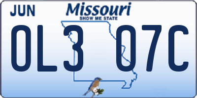 MO license plate OL3O7C