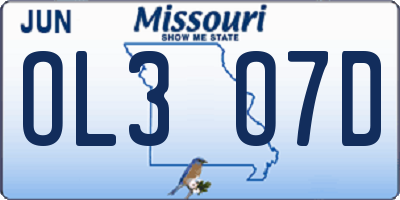 MO license plate OL3O7D