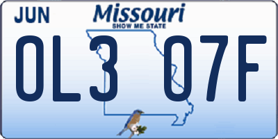 MO license plate OL3O7F