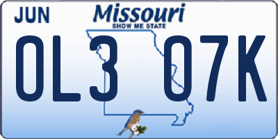 MO license plate OL3O7K