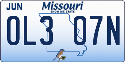 MO license plate OL3O7N