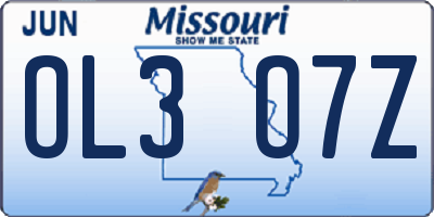 MO license plate OL3O7Z