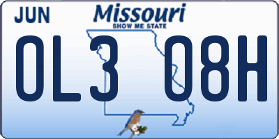 MO license plate OL3O8H