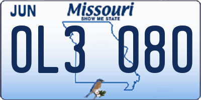 MO license plate OL3O8O