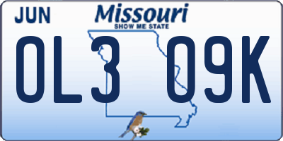 MO license plate OL3O9K