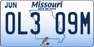 MO license plate OL3O9M
