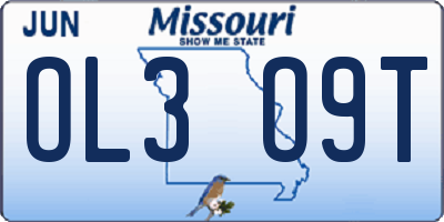 MO license plate OL3O9T