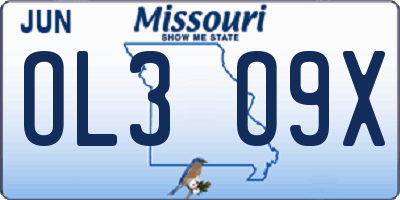 MO license plate OL3O9X