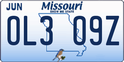 MO license plate OL3O9Z