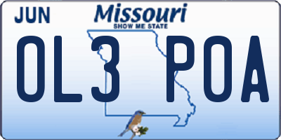 MO license plate OL3P0A