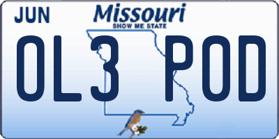 MO license plate OL3P0D