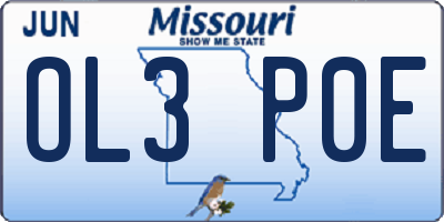 MO license plate OL3P0E