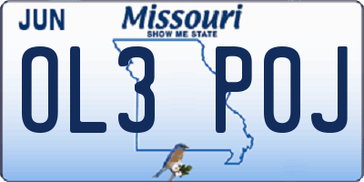 MO license plate OL3P0J