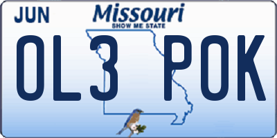 MO license plate OL3P0K
