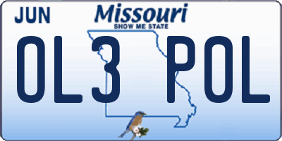 MO license plate OL3P0L