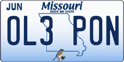 MO license plate OL3P0N