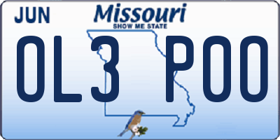 MO license plate OL3P0O