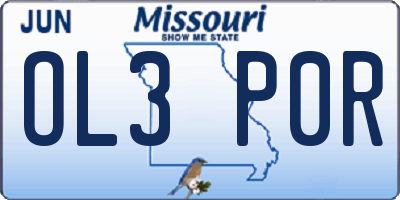 MO license plate OL3P0R