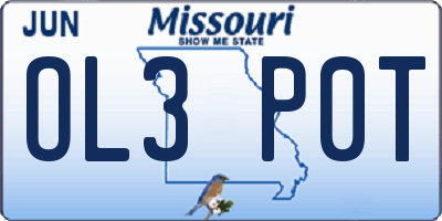 MO license plate OL3P0T