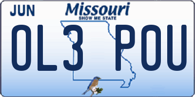 MO license plate OL3P0U