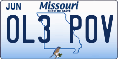 MO license plate OL3P0V