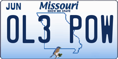 MO license plate OL3P0W