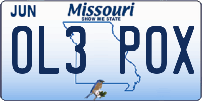MO license plate OL3P0X