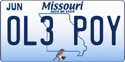MO license plate OL3P0Y