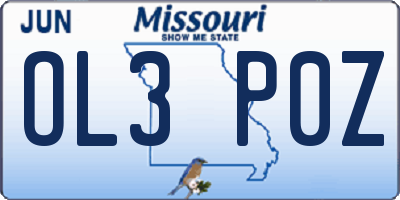 MO license plate OL3P0Z