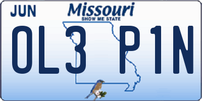 MO license plate OL3P1N