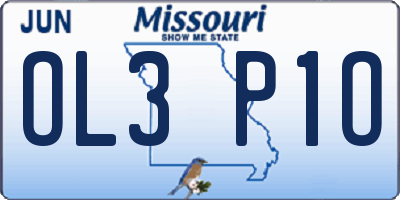 MO license plate OL3P1O