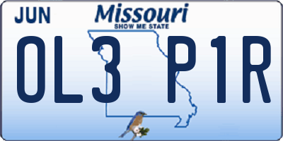 MO license plate OL3P1R
