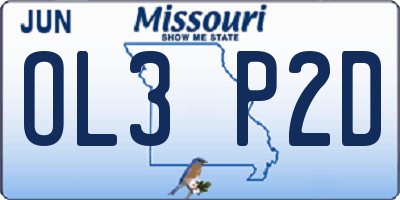 MO license plate OL3P2D