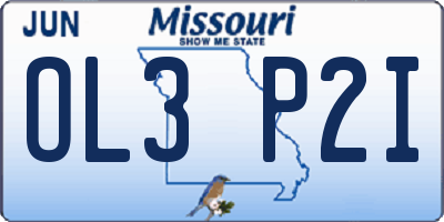MO license plate OL3P2I