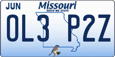 MO license plate OL3P2Z