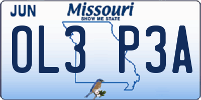 MO license plate OL3P3A