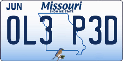 MO license plate OL3P3D
